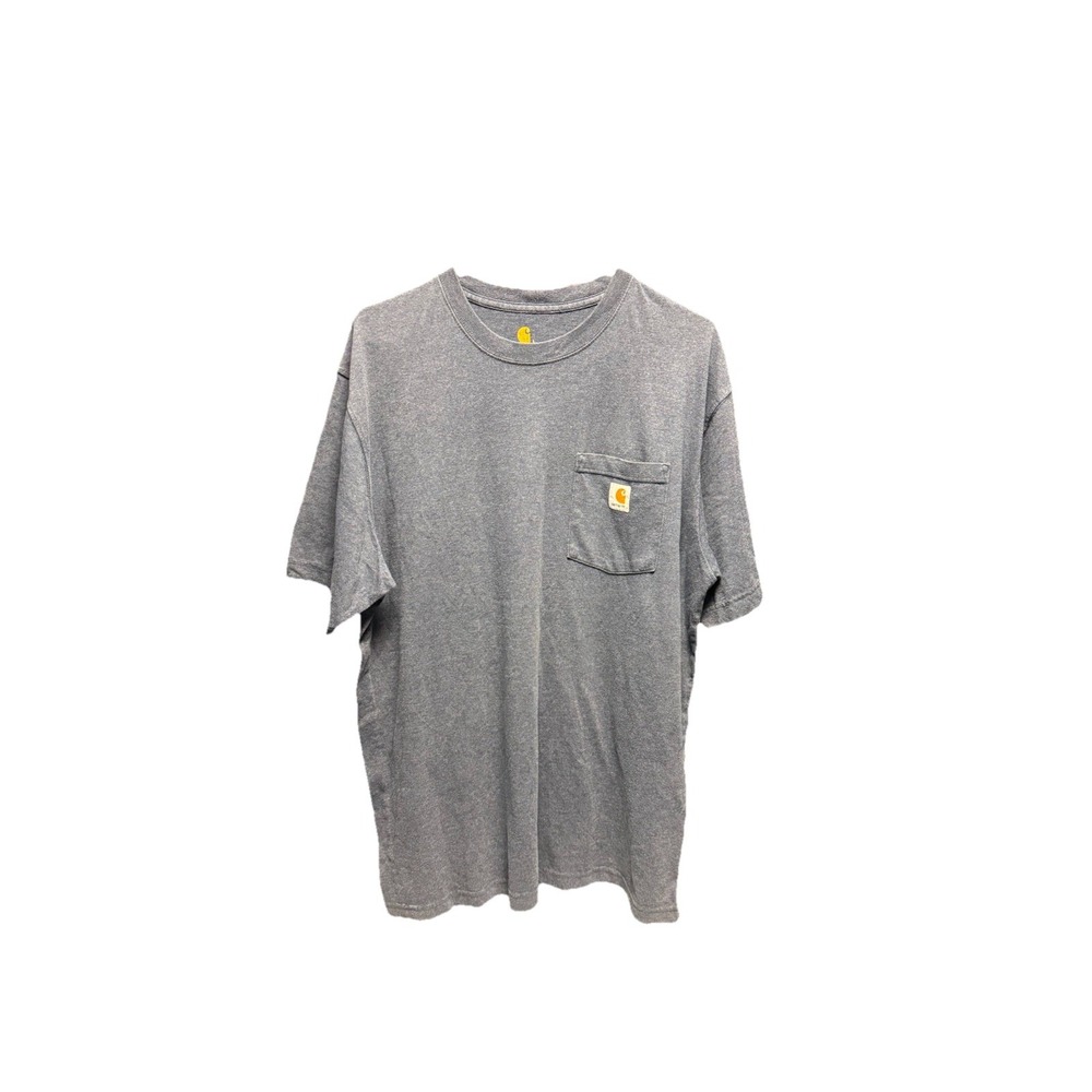 Carhartt Men's Original Fit Pocket T Shirt Large Heather Blue - Logo On Pocket